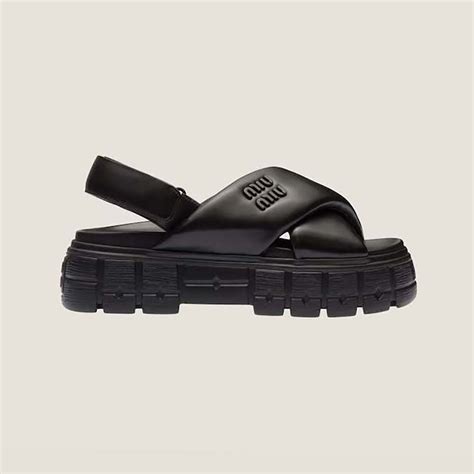 miu miu nappa leather sandals|Black Sporty Nappa Leather Sandals .